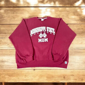 Mississippi State Bulldogs Mom Sweatshirt Crew Red Long Sleeve Adult Large L